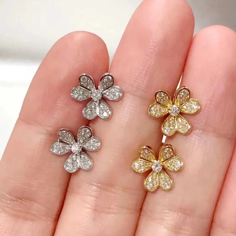 European Luxury Fashion Lucky Shine Gold Earrings For Women S925 Sterling Silver Sweet And Delicate UFO Earplugs Brand Jewelry