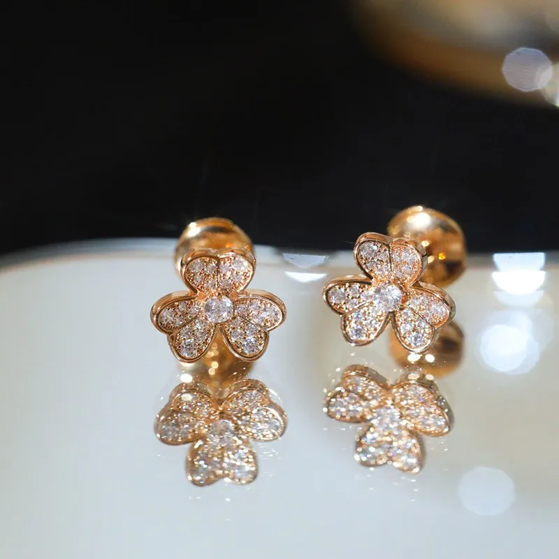 European Luxury Fashion Lucky Shine Gold Earrings For Women S925 Sterling Silver Sweet And Delicate UFO Earplugs Brand Jewelry