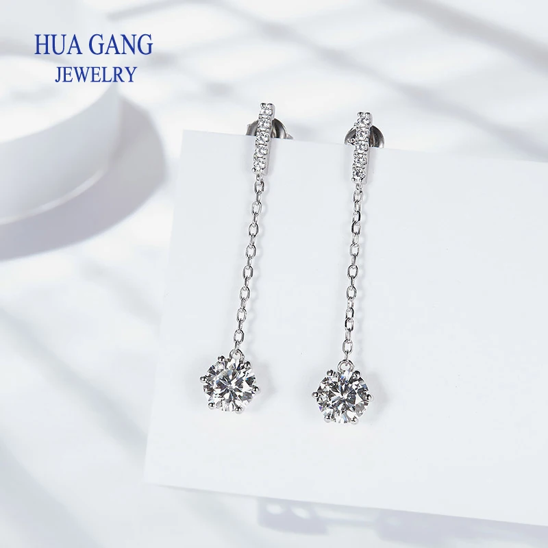 Fashion Eardrop 925 Silver D Color 0.5CT Moissanite Earring Labs Diamond Ear Earrings Stud for Women Wedding Jewelry