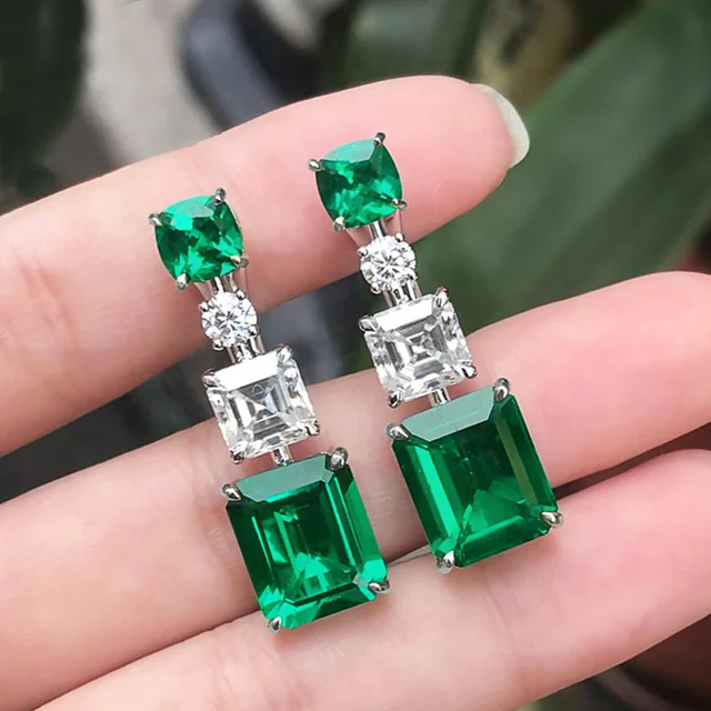 Huitan Newly Green White Stud Earrings Women Graceful Female Wedding Anniversary Gift Noble Lady's Party Jewelry Drop Shipping