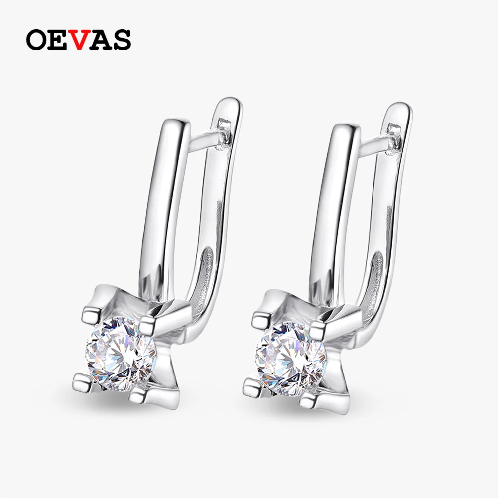 OEVAS Real 0.5 Carat 5mm D Color Moissanite Stud Earrings For Women 100% 925 Sterling Silver Wedding Party Gifts Fine Jewelry