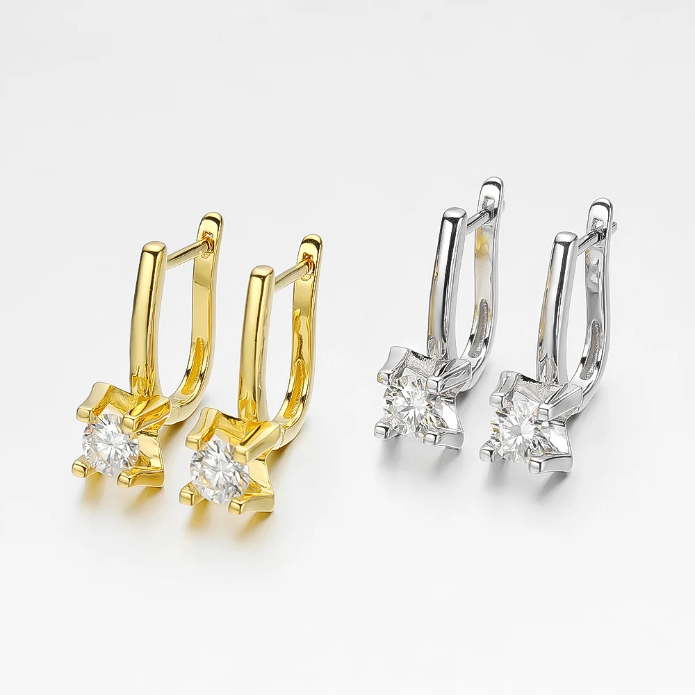 OEVAS Real 0.5 Carat 5mm D Color Moissanite Stud Earrings For Women 100% 925 Sterling Silver Wedding Party Gifts Fine Jewelry