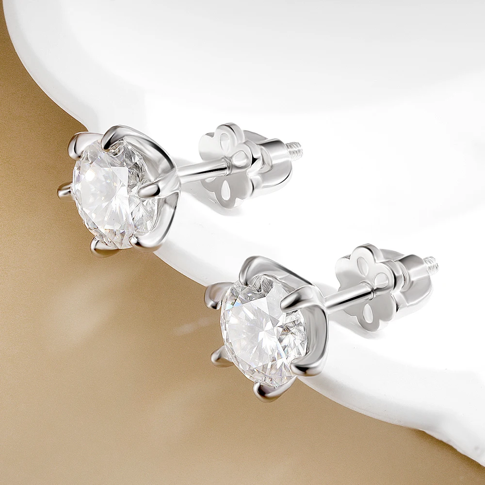 Serenity 4cttw D Color All Moissanite Screw Back Earrings For Women S925 Silver Diamond Wedding Earring Plated 18K Fine Jewelry