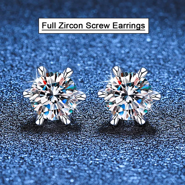 Serenity 4cttw D Color All Moissanite Screw Back Earrings For Women S925 Silver Diamond Wedding Earring Plated 18K Fine Jewelry