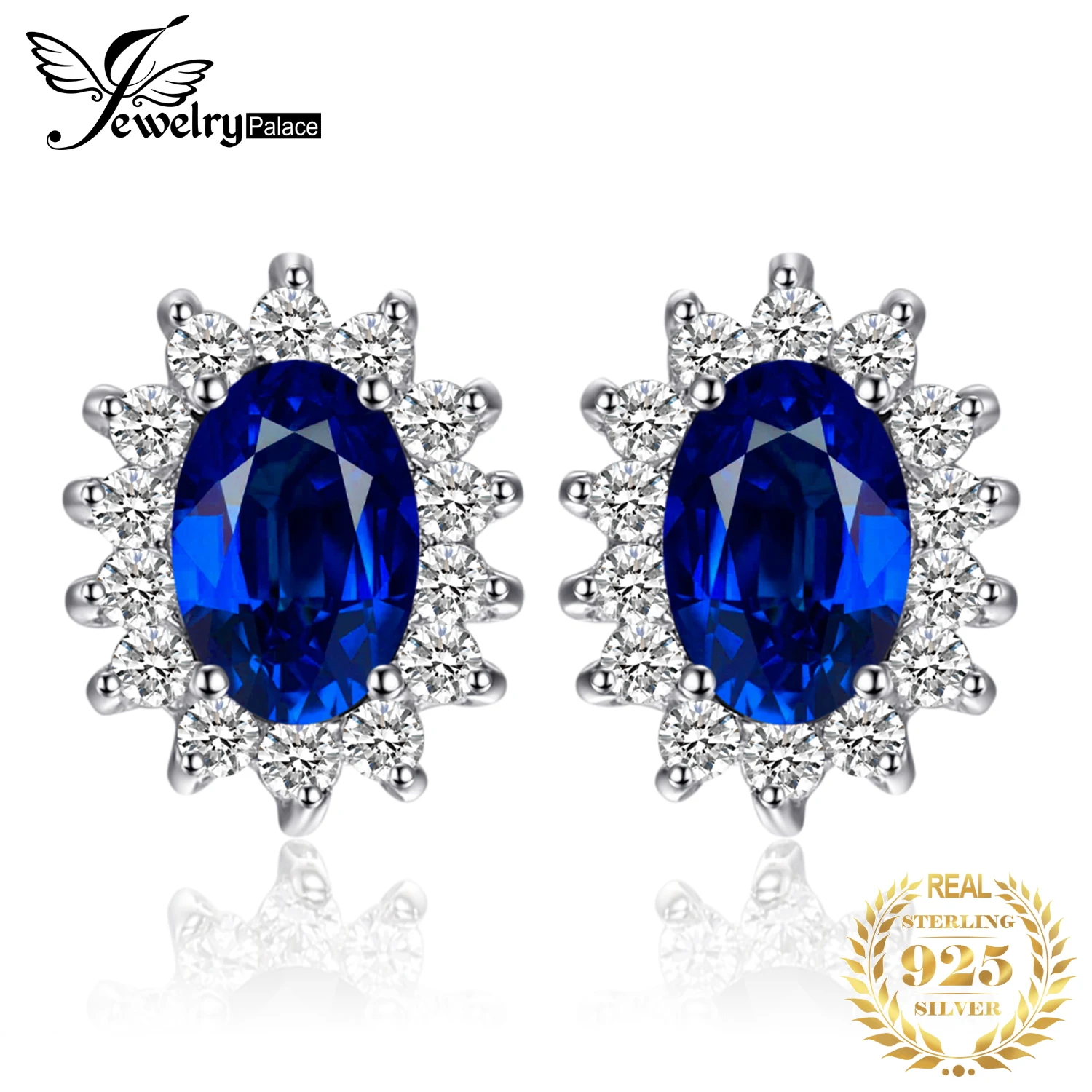 JewelryPalace Created Sapphire Ruby 925 Sterling Silver Stud Earrings Natural Amethyst Citrine Garnet Peridot Topaz Gemstone