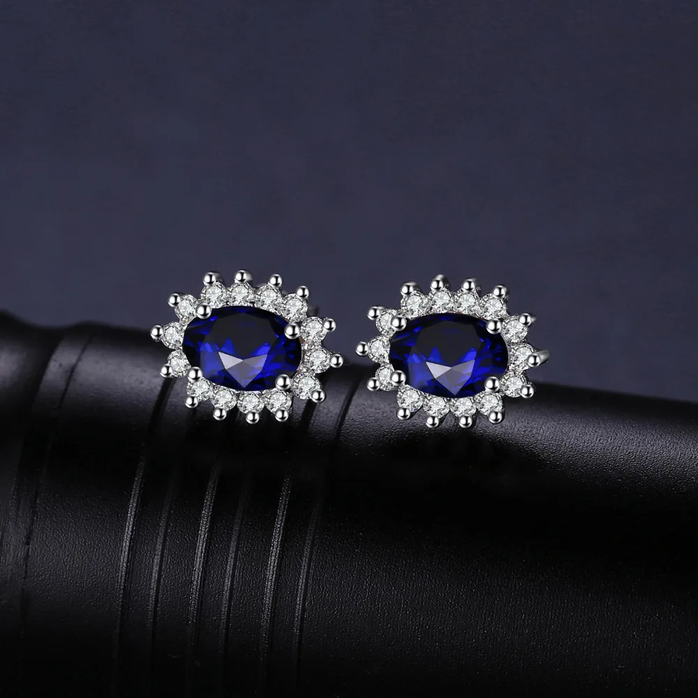 JewelryPalace Created Sapphire Ruby 925 Sterling Silver Stud Earrings Natural Amethyst Citrine Garnet Peridot Topaz Gemstone
