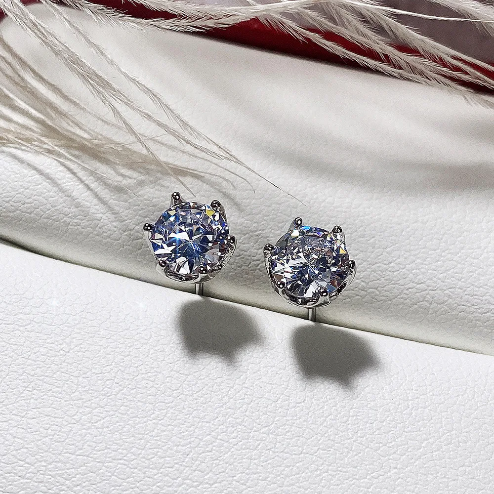 100% 925 Sterling Silver  0.5-1 Carat D Color Moissanite Stud Earrings For Women Top Quality Sparkling Wedding Jewelry