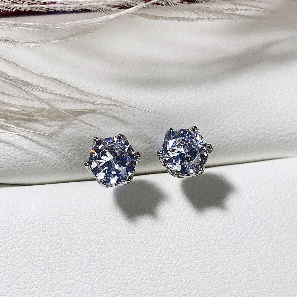 100% 925 Sterling Silver  0.5-1 Carat D Color Moissanite Stud Earrings For Women Top Quality Sparkling Wedding Jewelry