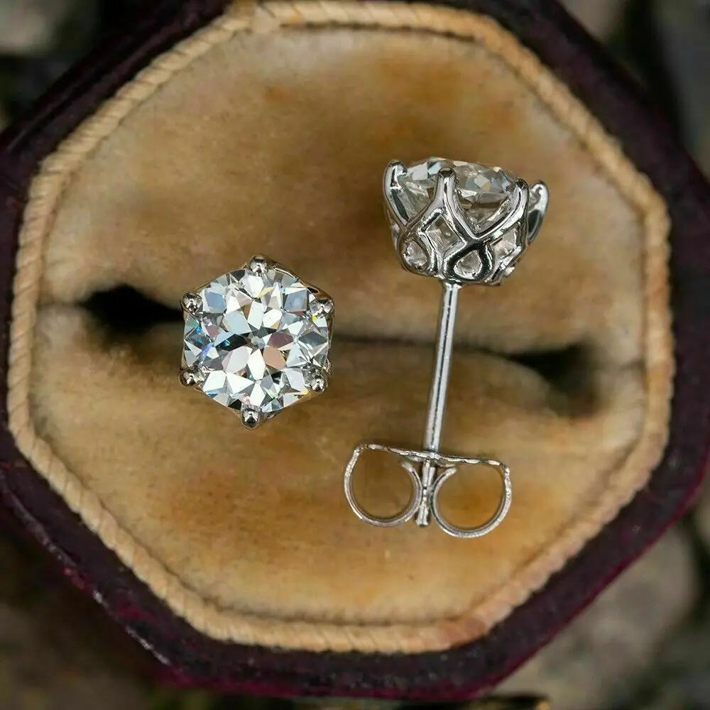 100% 925 Sterling Silver  0.5-1 Carat D Color Moissanite Stud Earrings For Women Top Quality Sparkling Wedding Jewelry