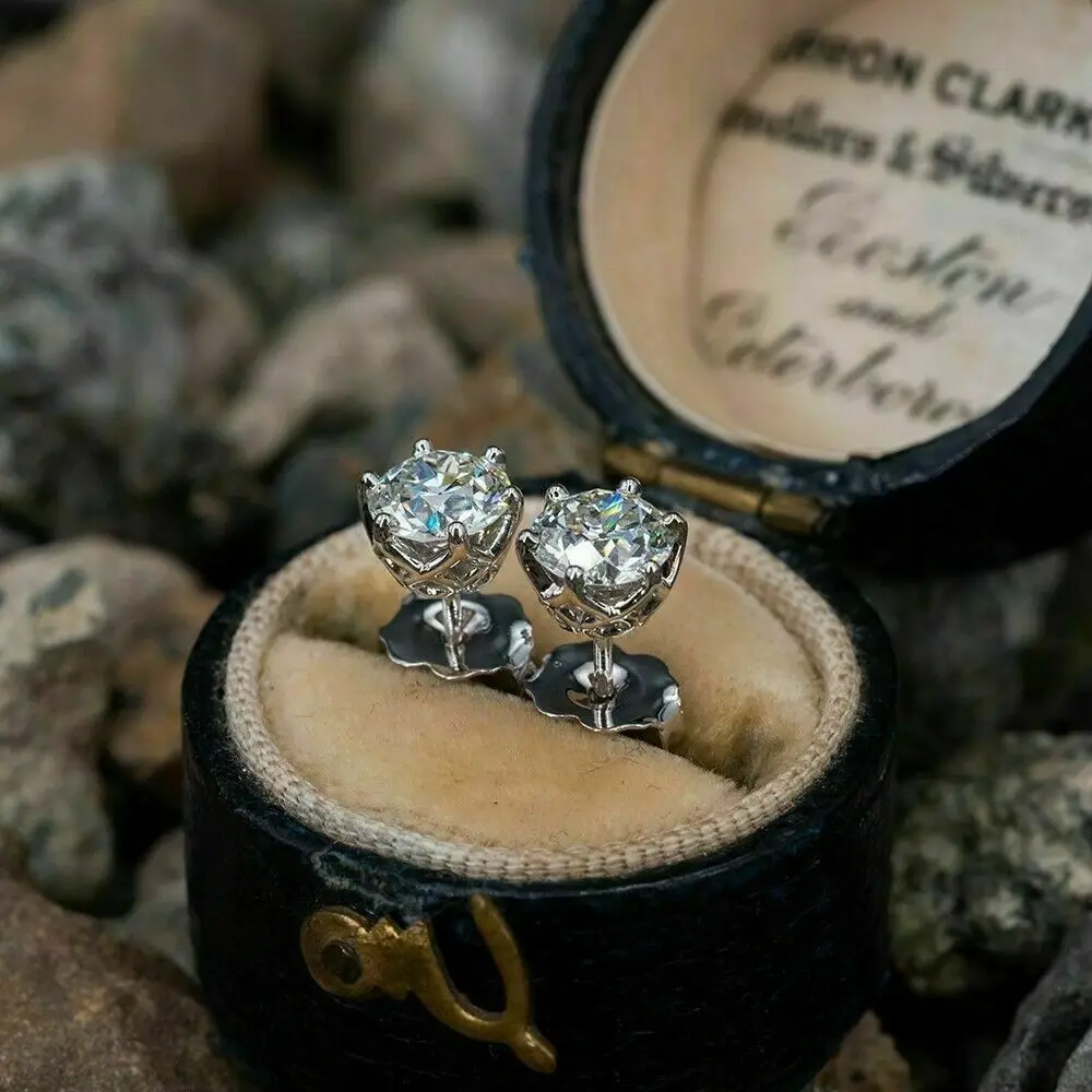 100% 925 Sterling Silver  0.5-1 Carat D Color Moissanite Stud Earrings For Women Top Quality Sparkling Wedding Jewelry