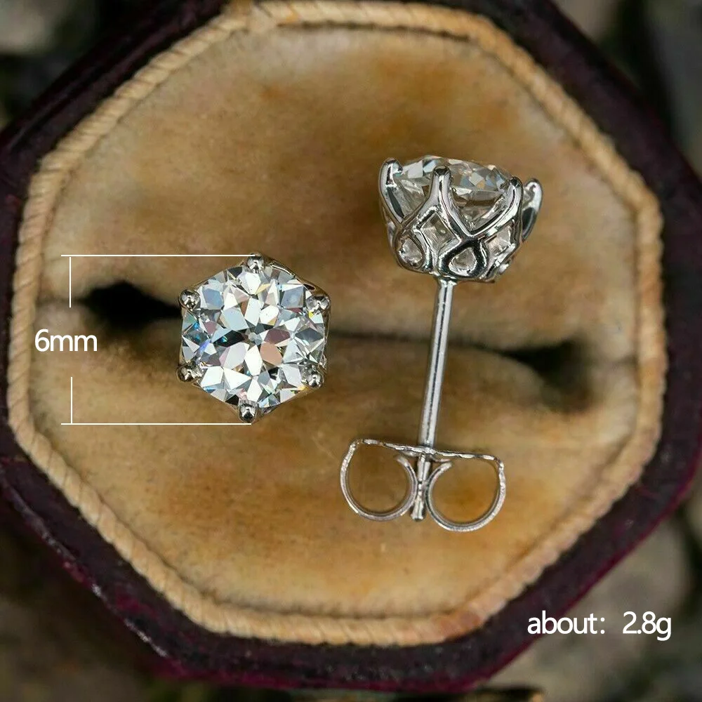 100% 925 Sterling Silver  0.5-1 Carat D Color Moissanite Stud Earrings For Women Top Quality Sparkling Wedding Jewelry