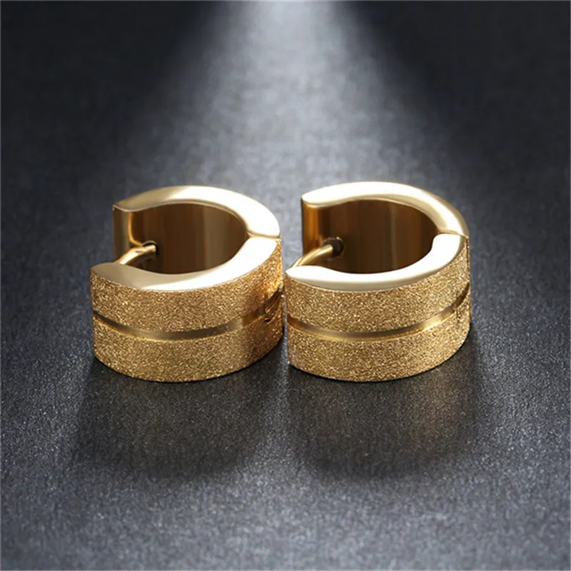 Modyle Gold Color Stainless Steel Hoop Earrings for Women Gothic Small Round Hip Hop Ear Jewelry Christmas Gifts