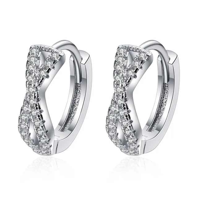 LByzHan 100% Real 925 Sterling Silver Dainty Small Zircon Inlaid Round Circle Hoop Earrings for Women Silver Earrrings Jewelry