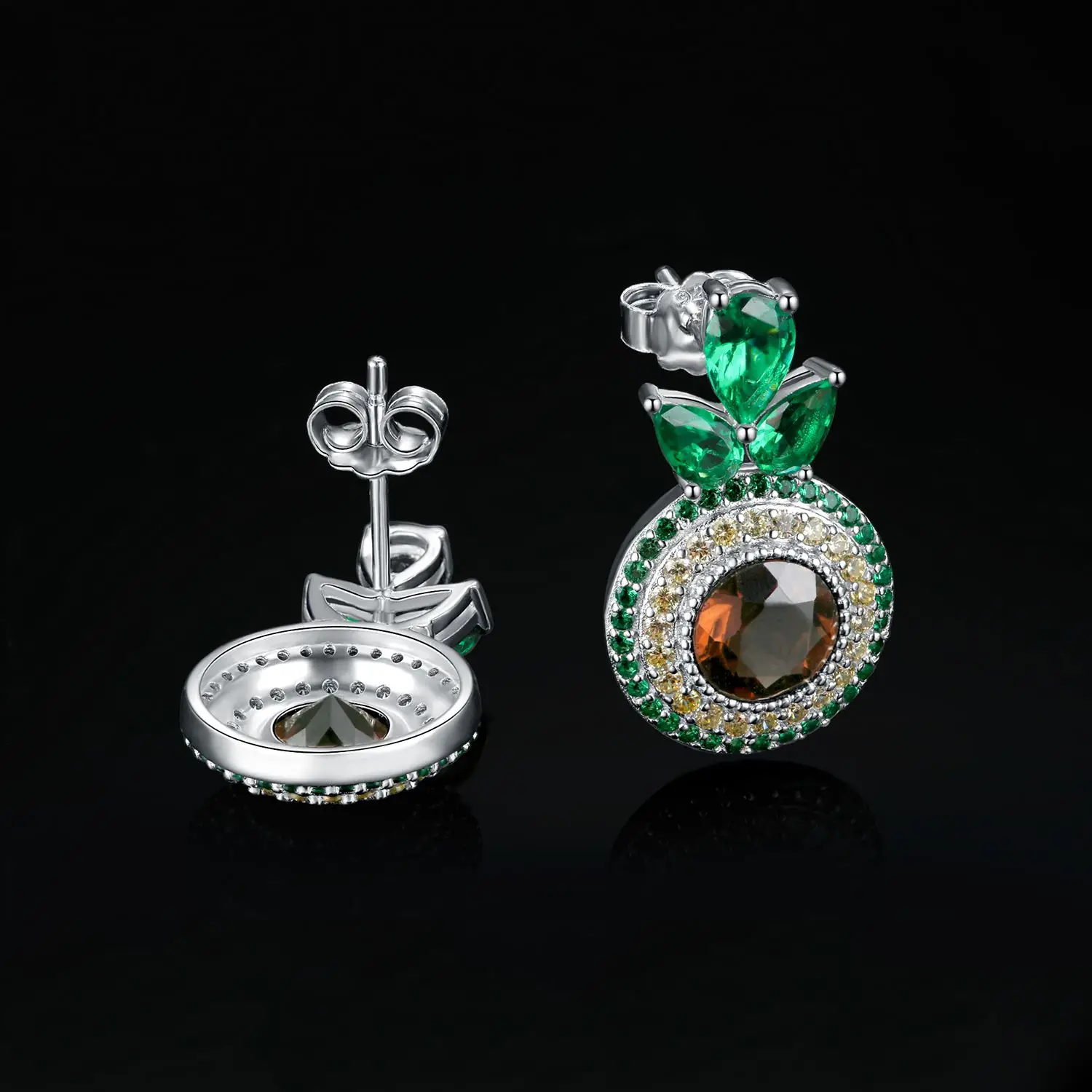 JewelryPalace New Arrival Avocado 5.1ct Natural Smoky Quartz 925 Sterling Silver Stud Earrings for Woman Girl Cute Fashion Gift