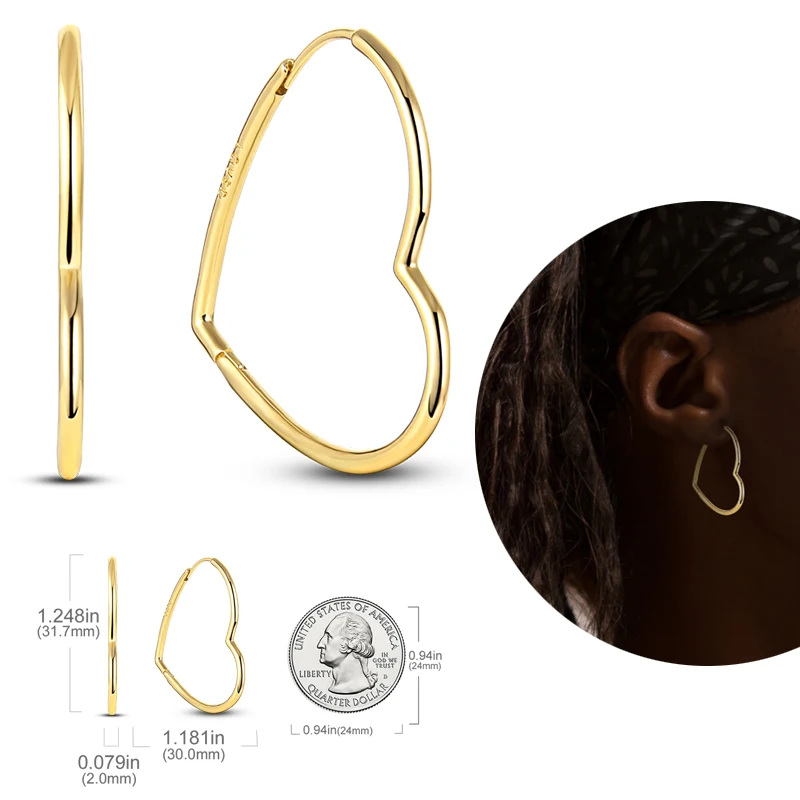 Silver 925 Gold Color Hoop Earrings For Women Moon Star Sun Pave Love Encircled Earring