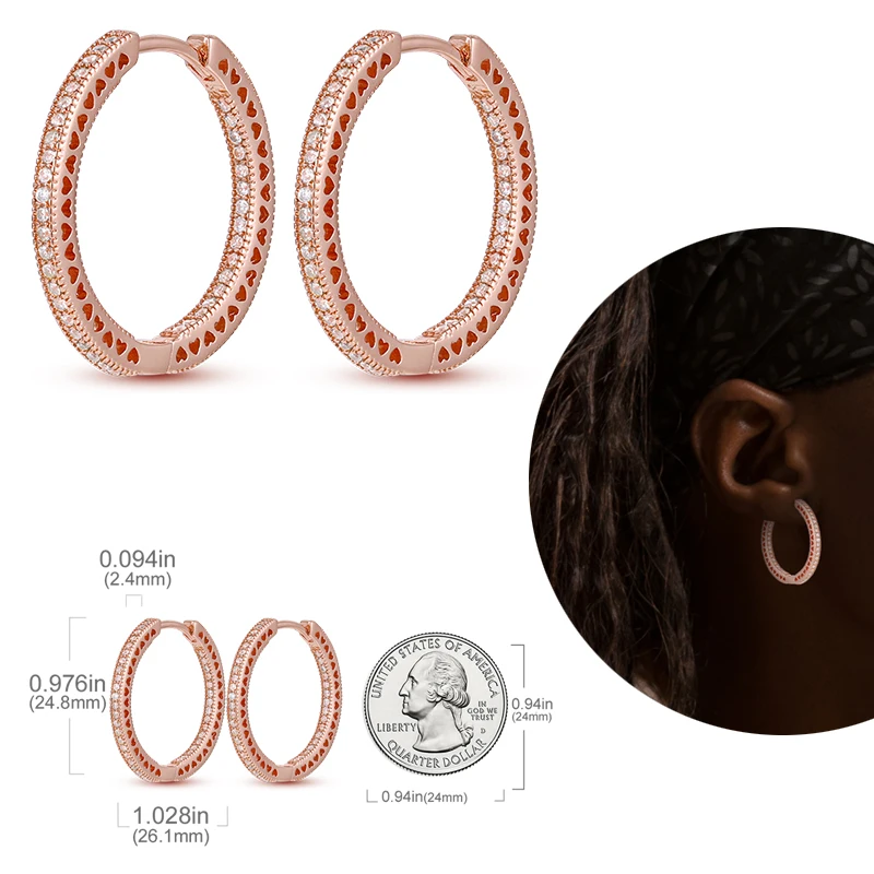 Silver 925 Gold Color Hoop Earrings For Women Moon Star Sun Pave Love Encircled Earring