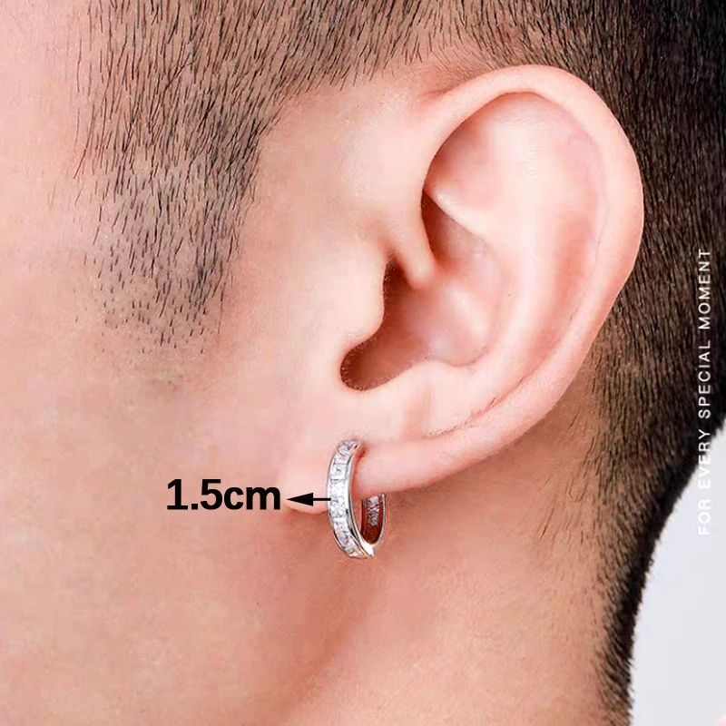 LEEKER Simple Yellow Gold Silver Color Round Circle Hoop Earrings Cubic Zircon Jewelry Birthday Gifts For Men And Women LK1