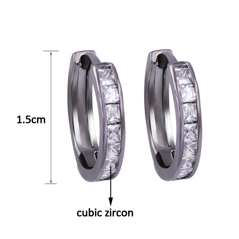 LEEKER Simple Yellow Gold Silver Color Round Circle Hoop Earrings Cubic Zircon Jewelry Birthday Gifts For Men And Women LK1