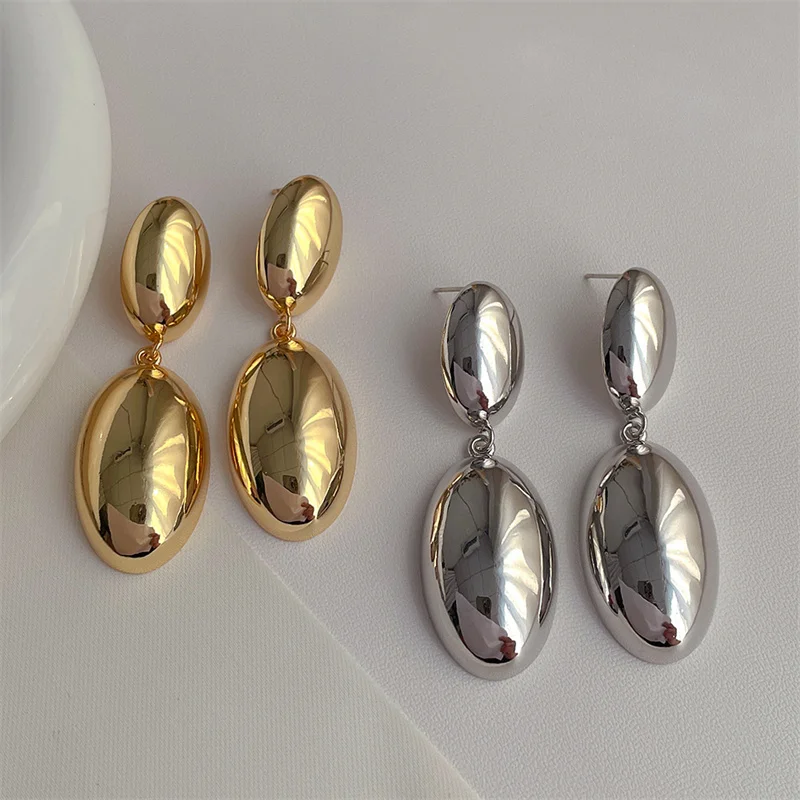 XIALUOKE European American Style Retro Earrings For Women Personality Geometric Metal Size Oval Drop Earrings Party Jewelry