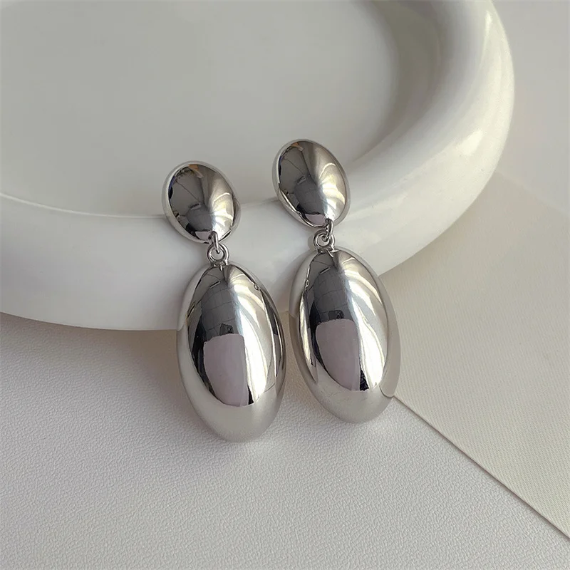 XIALUOKE European American Style Retro Earrings For Women Personality Geometric Metal Size Oval Drop Earrings Party Jewelry