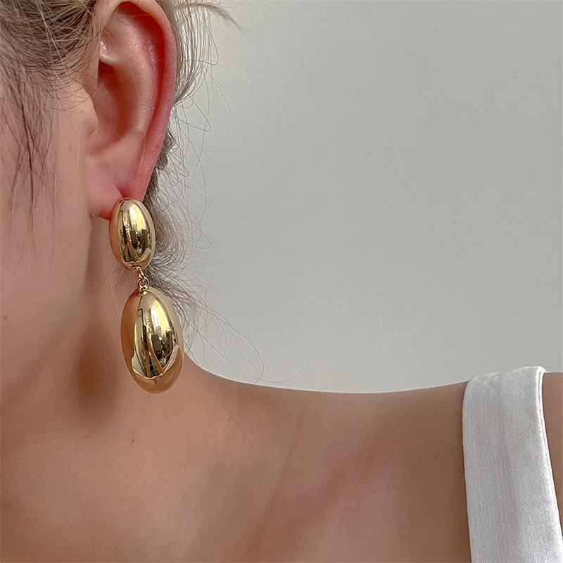 XIALUOKE European American Style Retro Earrings For Women Personality Geometric Metal Size Oval Drop Earrings Party Jewelry
