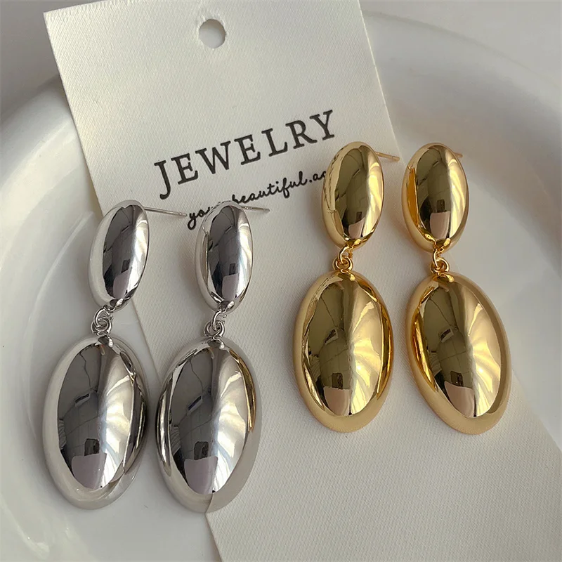 XIALUOKE European American Style Retro Earrings For Women Personality Geometric Metal Size Oval Drop Earrings Party Jewelry