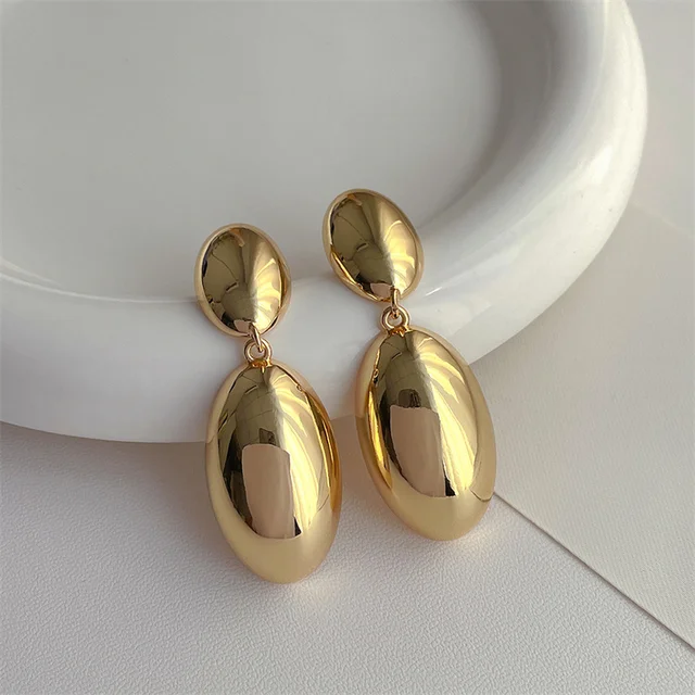 XIALUOKE European American Style Retro Earrings For Women Personality Geometric Metal Size Oval Drop Earrings Party Jewelry