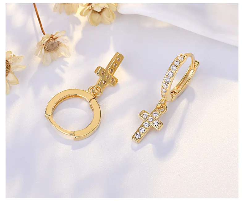 925 Sterling Silver Cross Stud Earrings AAA Zircon High Quality For Women's Wedding Fine Jewelry Accessories  Party Gift