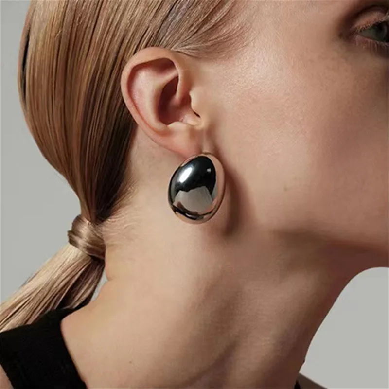 Fashion Geometric Irregular Round Big Stud Earrings For Women Girls Punk Party Trendy Water Drop Earrings Vintage Jewelry