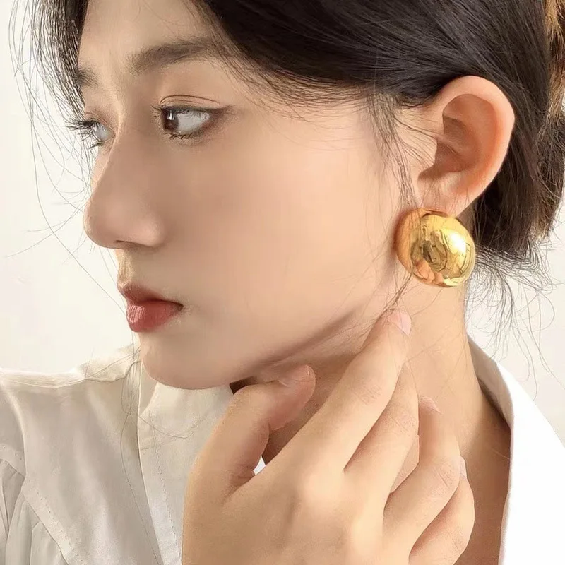 Fashion Geometric Irregular Round Big Stud Earrings For Women Girls Punk Party Trendy Water Drop Earrings Vintage Jewelry
