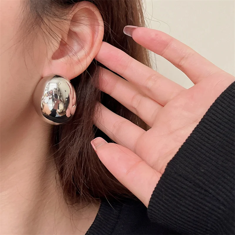 Fashion Geometric Irregular Round Big Stud Earrings For Women Girls Punk Party Trendy Water Drop Earrings Vintage Jewelry