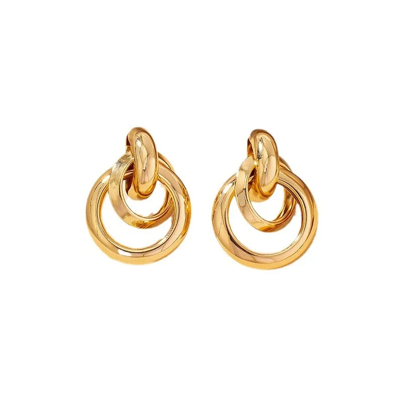 Geometric Circle Metal Stud Earrings For Women Party Gift OL Holiday Fashion Jewelry Ear Accessories DE038
