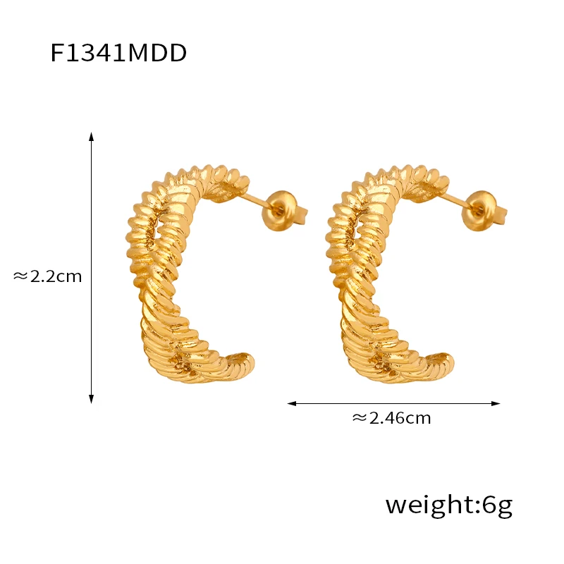 Luxurious Stainless Steel Hoop Earrings Retro Wedding Engagement Aesthetics Jewerly Elegant Women's Twisted Earrings
