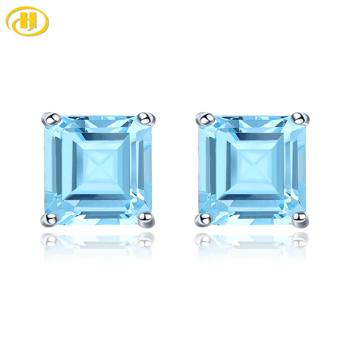 Natural Sky Blue Topaz Sterling Silver Stud Earring 2.8 Carats Genuine Topaz Daily Fine Jewelry Style S925 Gifts for Women