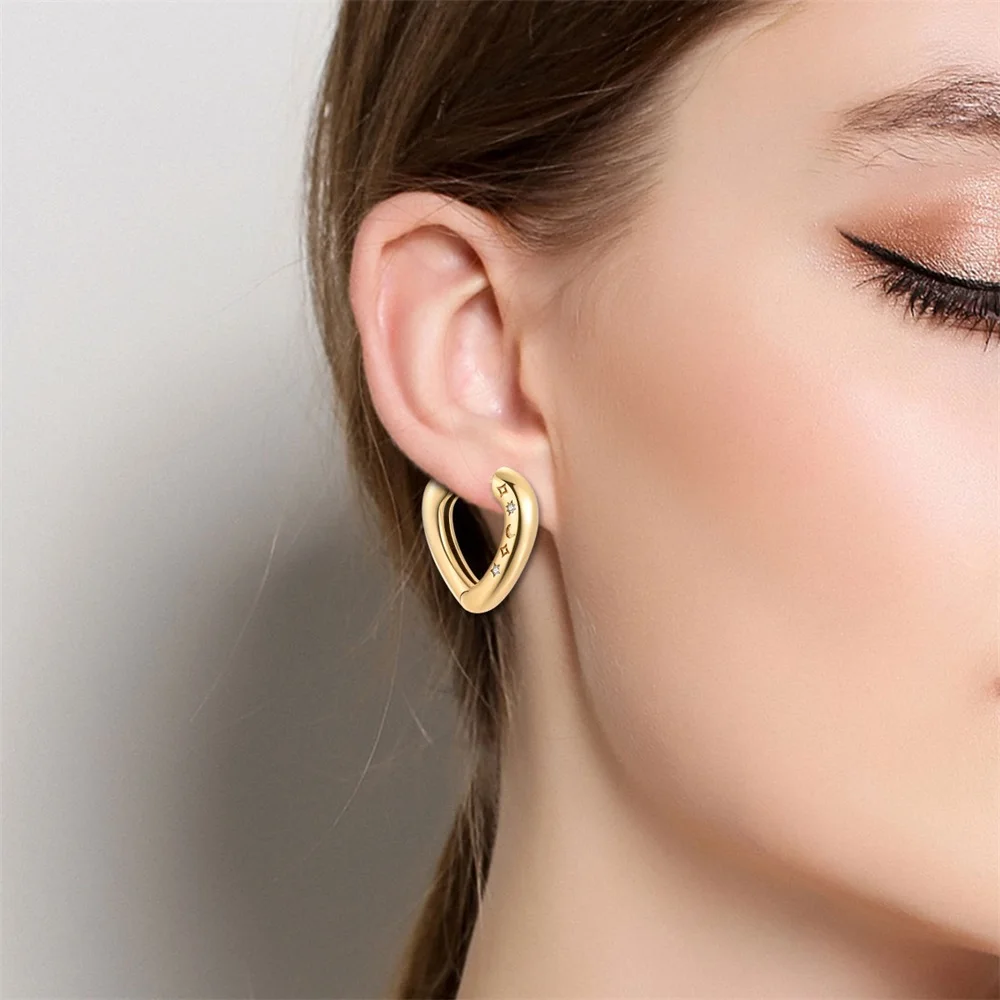 Unique 925 Sterling Silver Gold Moon Star Lucky Twisted Irregular Earrings For Women's Dating Jewelry Accessories