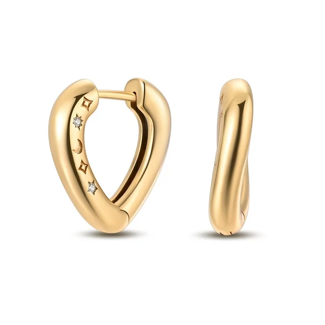 Unique 925 Sterling Silver Gold Moon Star Lucky Twisted Irregular Earrings For Women's Dating Jewelry Accessories