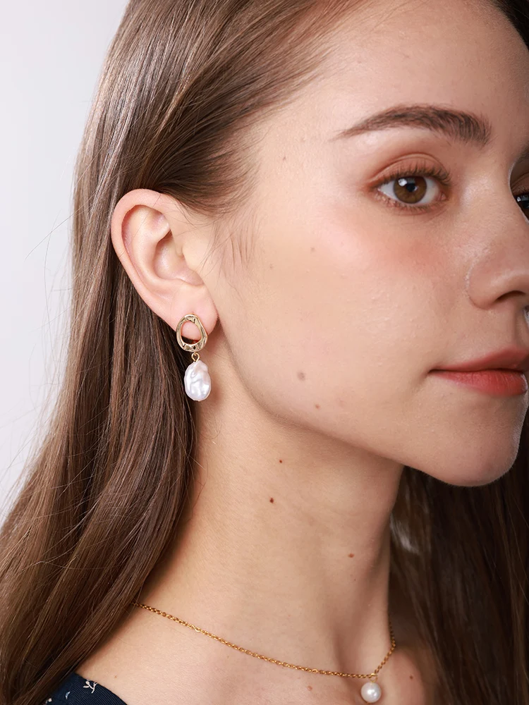 Circle Earrings For Women Vintage Punk Baroque Pearl Earrings Stainless Steel Ear Clip Women Jewelry Imitation Pearl Gift MujerP