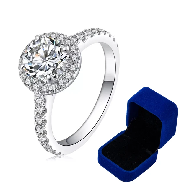 100% Moissanite Rings 1CT 2CT 3CT Brilliant Diamond Halo Engagement Rings For Women Girls Promise Gift Sterling Silver Jewelry