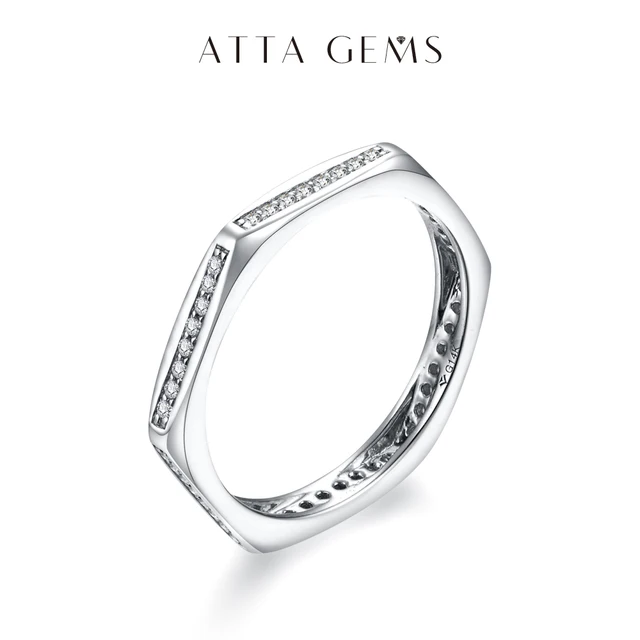 ATTAGEMS New D Color 1.0mm Nut Moissanite Ring for Women Men 925 Sterling Silver White Gold Engagement Wedding Band Fine Jewelry