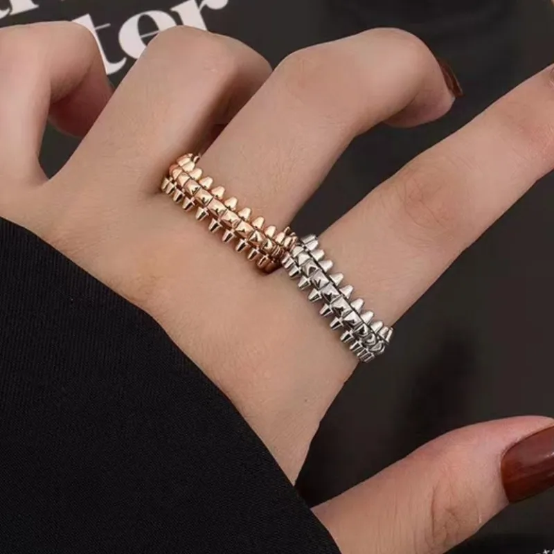 Electroplated K Gold Titanium Steel Rivet Bullet Rotating Men's Ring Women's Punk Party Gift Luxury No Fading Jewelry
