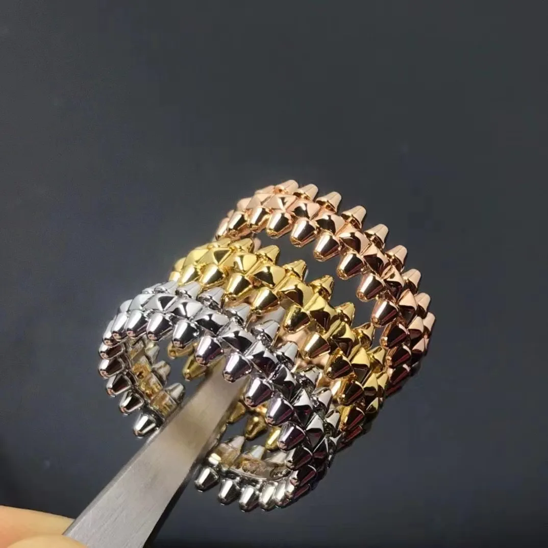 Electroplated K Gold Titanium Steel Rivet Bullet Rotating Men's Ring Women's Punk Party Gift Luxury No Fading Jewelry