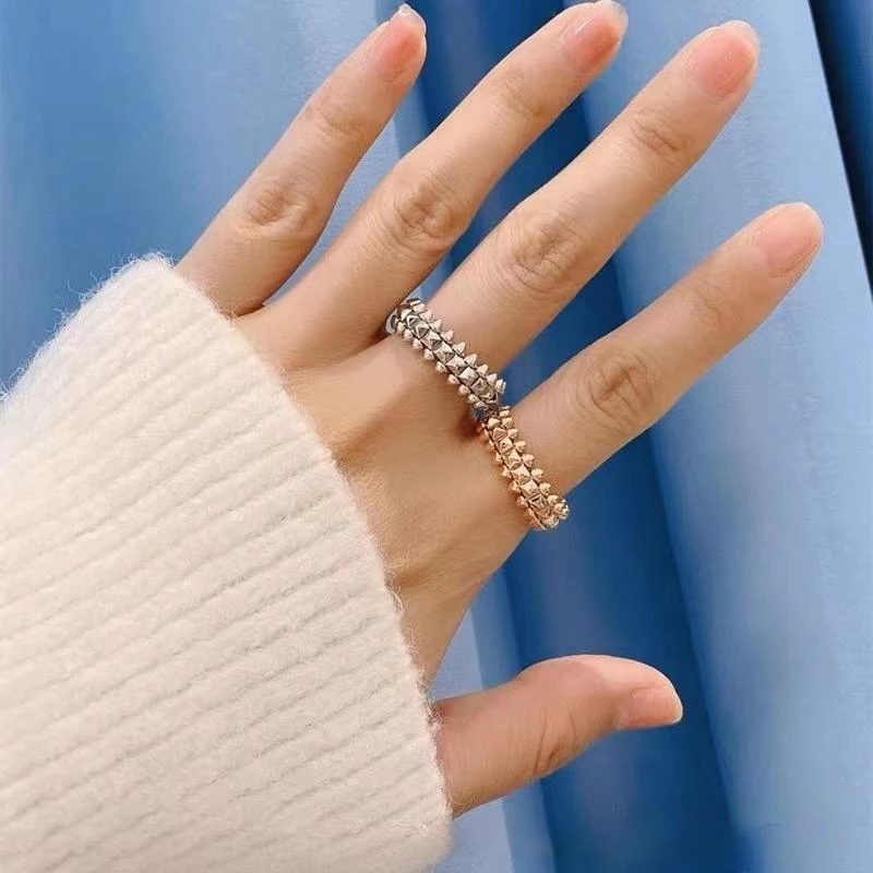 Electroplated K Gold Titanium Steel Rivet Bullet Rotating Men's Ring Women's Punk Party Gift Luxury No Fading Jewelry