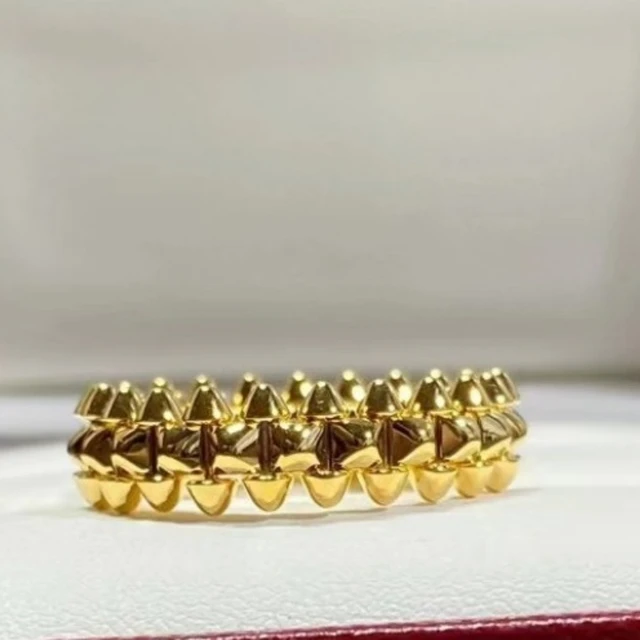 Electroplated K Gold Titanium Steel Rivet Bullet Rotating Men's Ring Women's Punk Party Gift Luxury No Fading Jewelry
