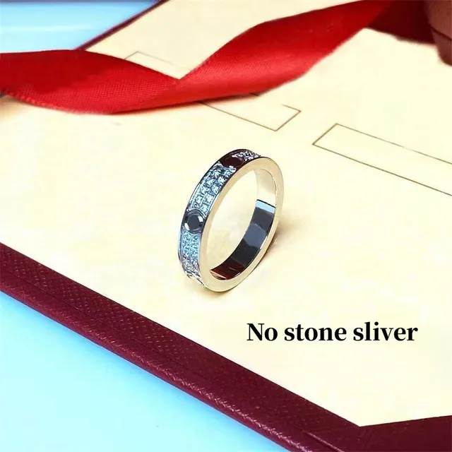 Electroplated 18K Gold Non Fading Stainless Steel Three Row Full Diamond Women's Love Ring Boy Jewelry Wedding Birthday Gift