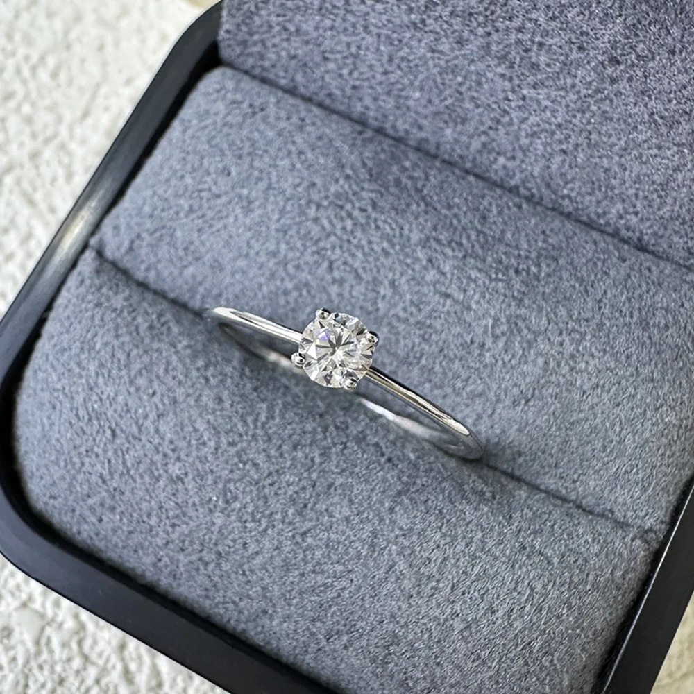 IsRabbit 18K Gold Plated Classic GRA Moissanite Diamond Wedding Rings for Women Engagement Gift 925 Sterling Silver Fine Jewelry