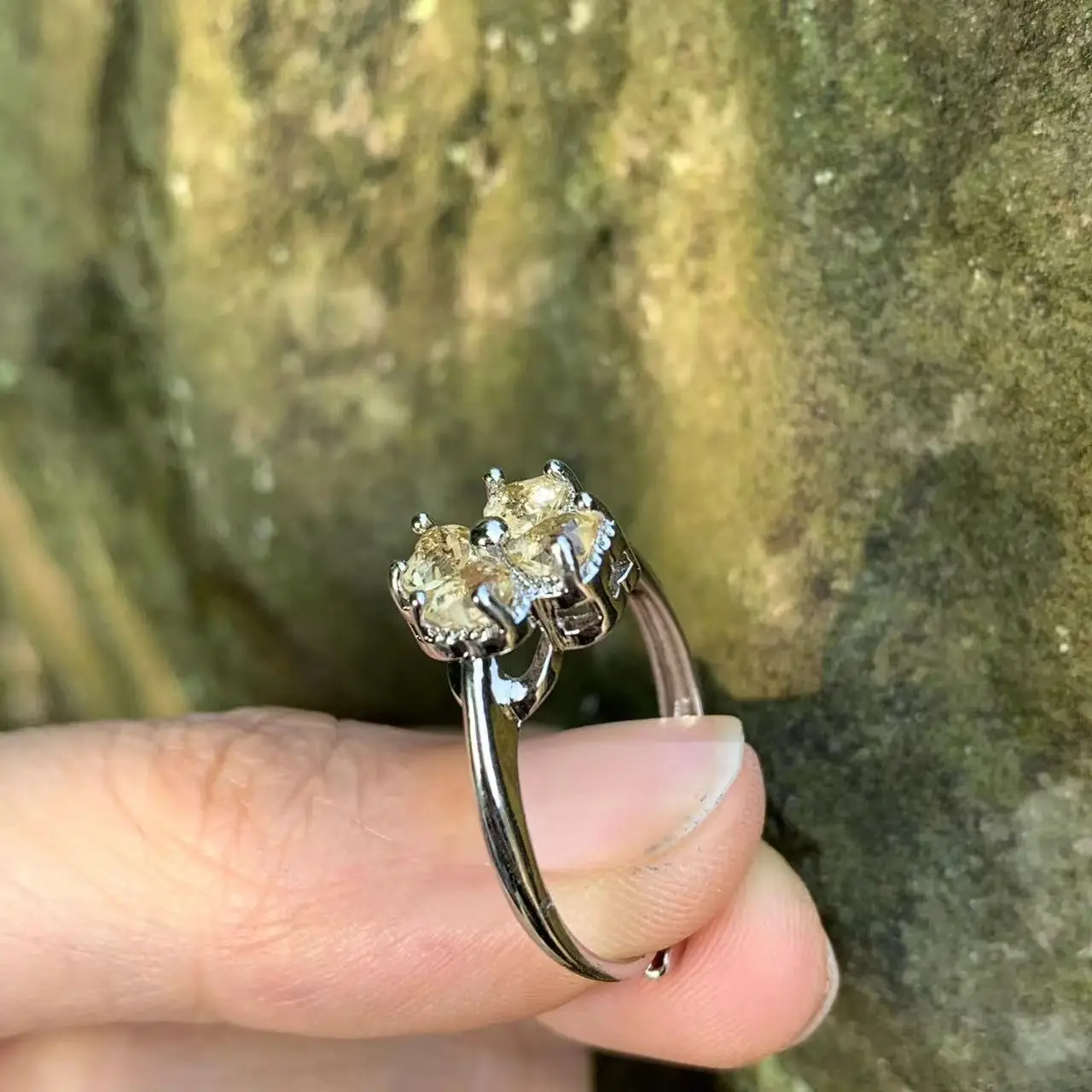 MM Natural Citrine Ring Adjustable Female Ring Jewelry for Women Gift Wholesale High Quality Vintage Fine