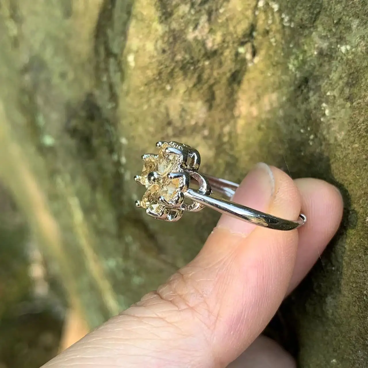 MM Natural Citrine Ring Adjustable Female Ring Jewelry for Women Gift Wholesale High Quality Vintage Fine