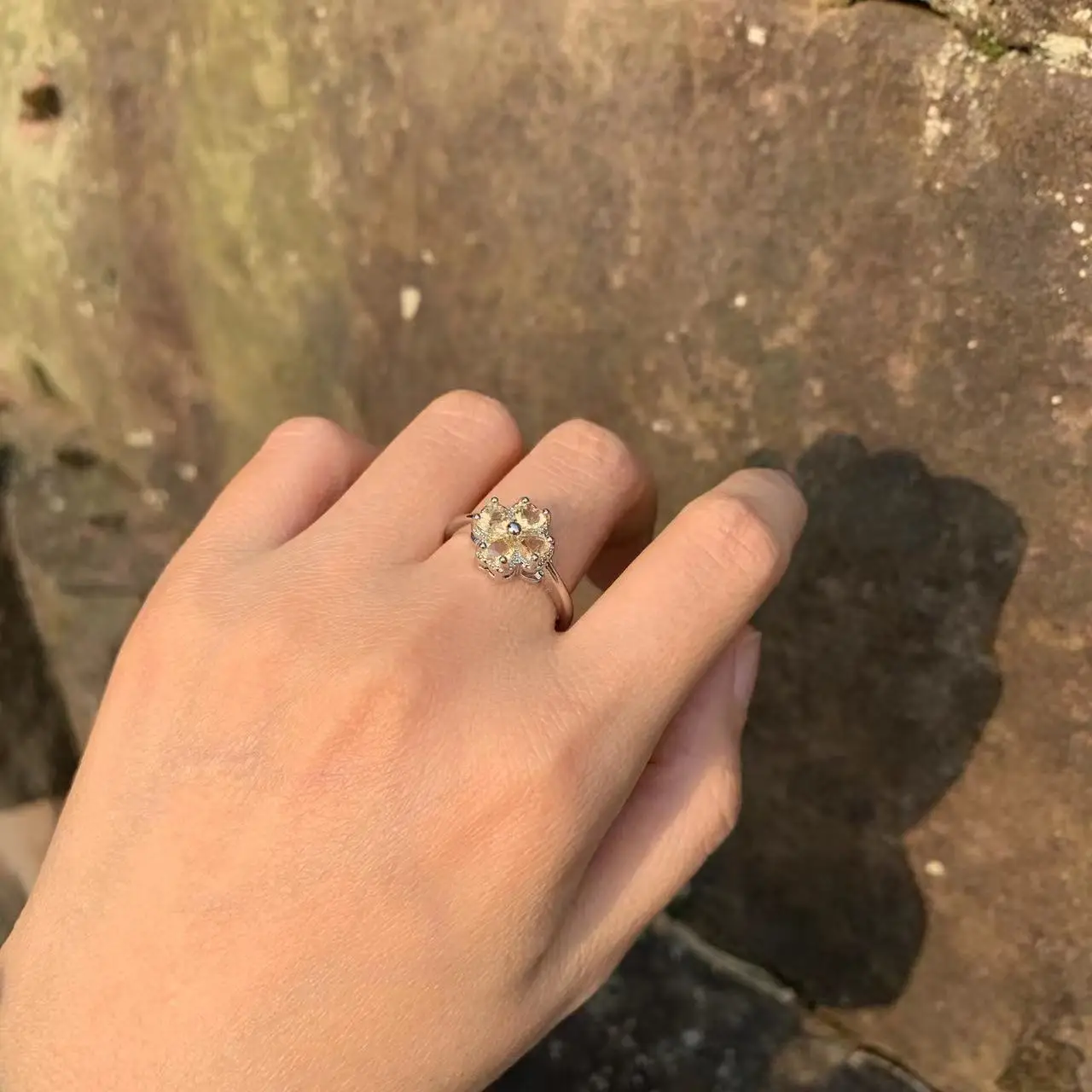 MM Natural Citrine Ring Adjustable Female Ring Jewelry for Women Gift Wholesale High Quality Vintage Fine