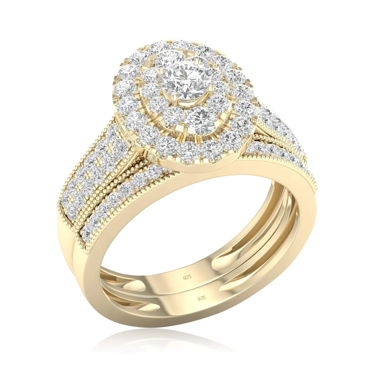 2PCS Diamond Couple Rings Set Woman Wedding Engagement Sterling Silver Ring Shining Luxury 5A Zircon 14k Gold Classic Jewelry