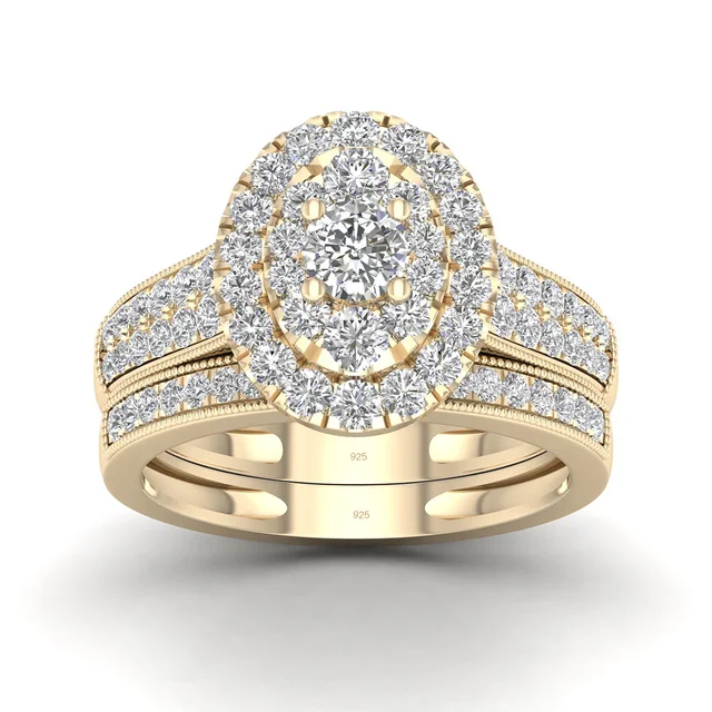 2PCS Diamond Couple Rings Set Woman Wedding Engagement Sterling Silver Ring Shining Luxury 5A Zircon 14k Gold Classic Jewelry